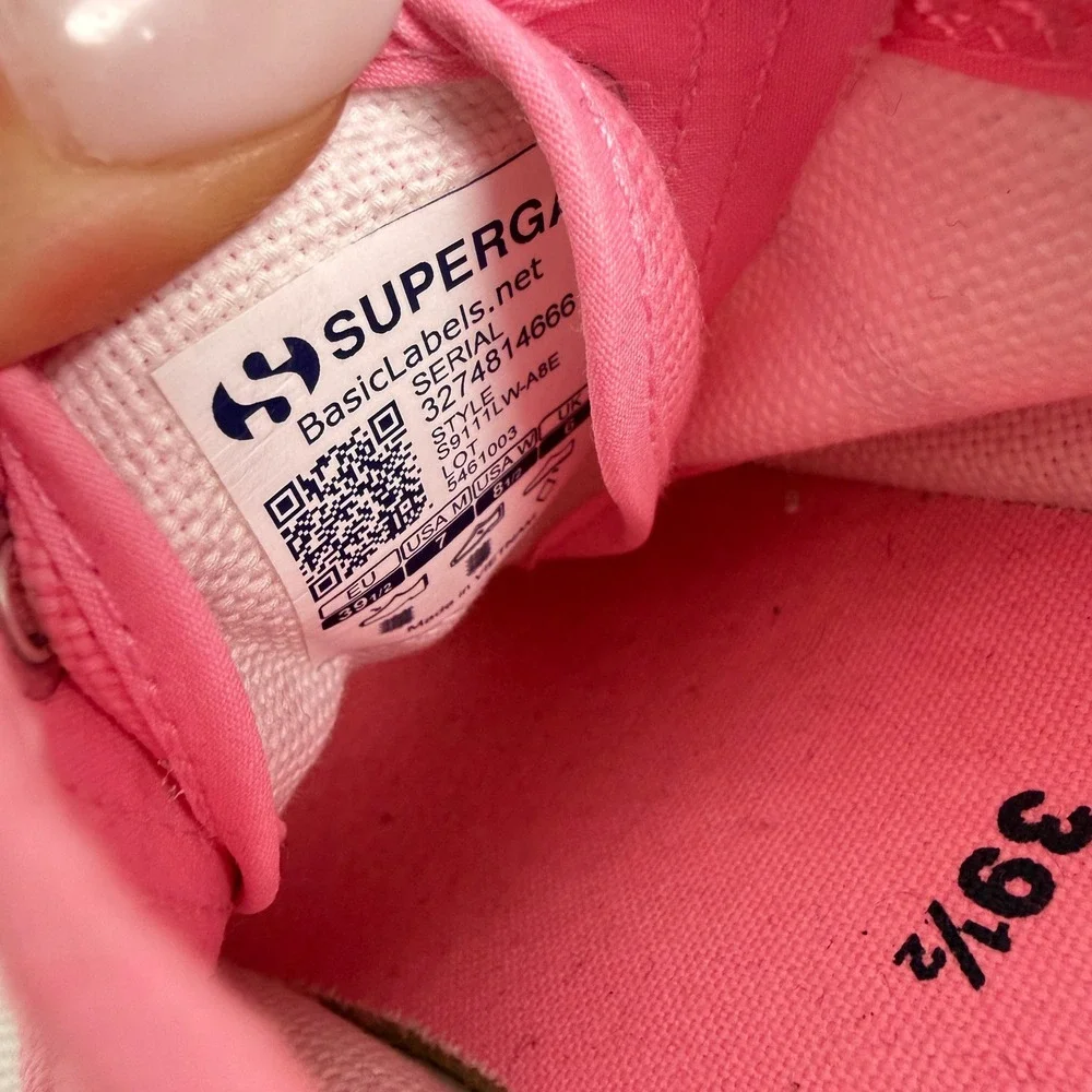 Superga Pink Canvas Platform Sneakers Women's Size 39.5 9.5